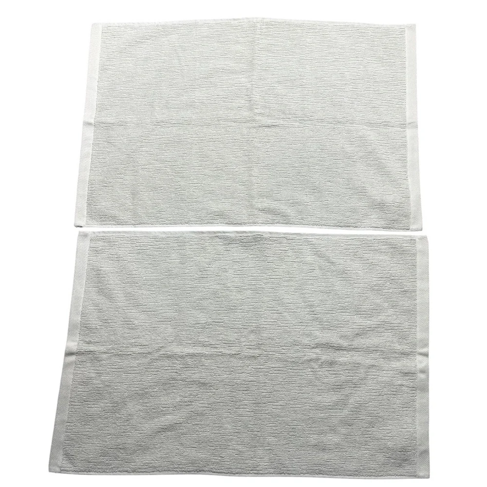 West Elm bundle hand towels LOT 2 organic ribbed fibrosoft green freshwater blue